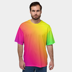 Футболка оверсайз мужская Градиент зелёно-фиолетовый насыщенный, цвет: 3D-принт — фото 2