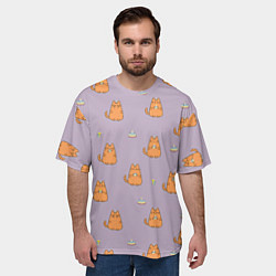 Футболка оверсайз мужская Праздничный кот Рыжинс, цвет: 3D-принт — фото 2