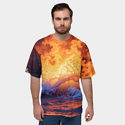 Футболка оверсайз мужская Стихия огня и воды, цвет: 3D-принт — фото 2
