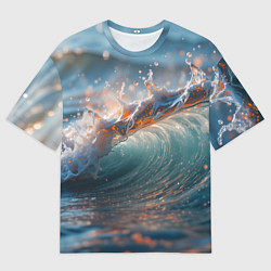 Мужская футболка оверсайз Волна и блики солнца