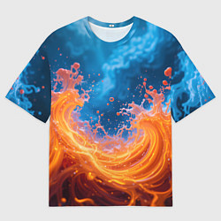 Мужская футболка оверсайз Яркое пламя в воде