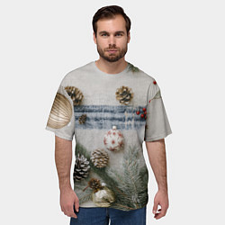 Футболка оверсайз мужская Новогодние украшения, цвет: 3D-принт — фото 2