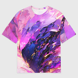 Мужская футболка оверсайз Фиолетово-розовая абстракция