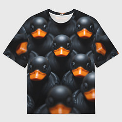 Мужская футболка оверсайз Черные уточки