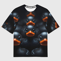 Мужская футболка оверсайз Уточки с оранжевым клювом