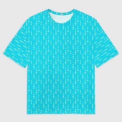Мужская футболка оверсайз Неоновый голубой паттерн со звёздочками
