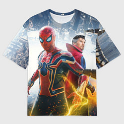 Футболка оверсайз мужская Стивен Стрэндж и Человек паук нет пути домой, цвет: 3D-принт