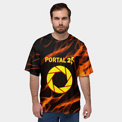 Футболка оверсайз мужская Portal flame steel, цвет: 3D-принт — фото 2