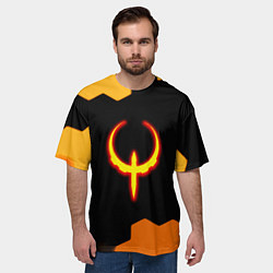 Футболка оверсайз мужская Квейк соты огненное лого, цвет: 3D-принт — фото 2