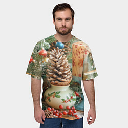 Футболка оверсайз мужская Новогодняя атрибутика, цвет: 3D-принт — фото 2