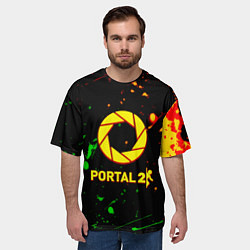 Футболка оверсайз мужская Portal кислотные краски, цвет: 3D-принт — фото 2