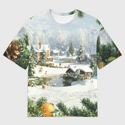Футболка оверсайз мужская Рождественская атмосфсра, цвет: 3D-принт