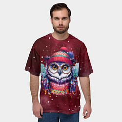 Футболка оверсайз мужская Зимняя сова, цвет: 3D-принт — фото 2