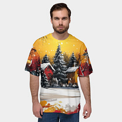 Футболка оверсайз мужская Новогодний двор, цвет: 3D-принт — фото 2