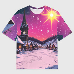 Мужская футболка оверсайз Закат рождества