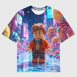 Футболка оверсайз мужская Roblox в неоновом городе, цвет: 3D-принт