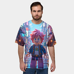 Футболка оверсайз мужская Роблокс с розовыми волосами, цвет: 3D-принт — фото 2