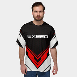 Футболка оверсайз мужская Exeed - красный симметричный, цвет: 3D-принт — фото 2