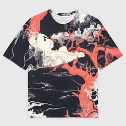 Мужская футболка оверсайз Паттерн с деревьями в японском стиле - нейросеть