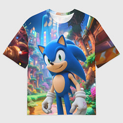 Футболка оверсайз мужская Sonic красочный мир, цвет: 3D-принт