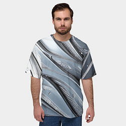 Футболка оверсайз мужская Полированный металл серебряный, цвет: 3D-принт — фото 2