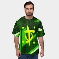 Футболка оверсайз мужская Doom geometry green, цвет: 3D-принт — фото 2