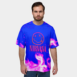 Футболка оверсайз мужская Nirvana neon flame, цвет: 3D-принт — фото 2
