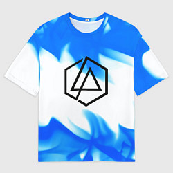 Мужская футболка оверсайз Linkin park blue flame