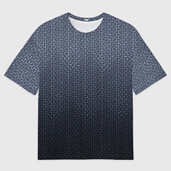 Мужская футболка оверсайз Тёмный серо-синий градиент текстурированный с узор