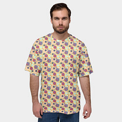 Футболка оверсайз мужская Пастельный персиковый паттерн геометричный в горош, цвет: 3D-принт — фото 2