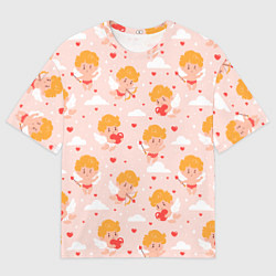 Футболка оверсайз мужская Паттерн с милыми купидонами, цвет: 3D-принт