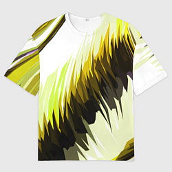 Мужская футболка оверсайз Чёрно-жёлтые острые полосы на белом фоне