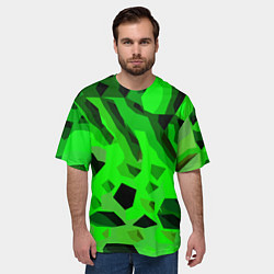 Футболка оверсайз мужская Чёрно-зелёная пористая абстракция, цвет: 3D-принт — фото 2