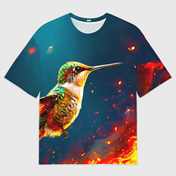 Футболка оверсайз мужская Колибри в огне, цвет: 3D-принт