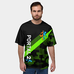 Футболка оверсайз мужская Portal camo steel geometry, цвет: 3D-принт — фото 2