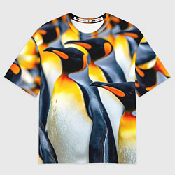 Футболка оверсайз мужская Стая пингвинов, цвет: 3D-принт
