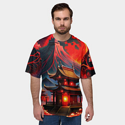 Футболка оверсайз мужская Japan red nature, цвет: 3D-принт — фото 2