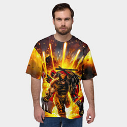 Футболка оверсайз мужская Дэдпул и Росомаха при взрыве, цвет: 3D-принт — фото 2