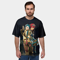 Футболка оверсайз мужская Заклятые сестры Вай и Джинкс из Аркейн, цвет: 3D-принт — фото 2