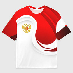 Футболка оверсайз мужская Россия - красный и белый, цвет: 3D-принт
