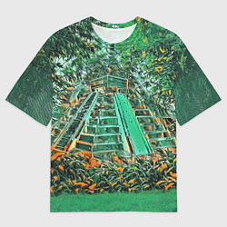 Мужская футболка оверсайз Башня в джунглях