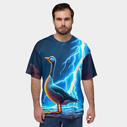 Футболка оверсайз мужская Гусь и разряд молнии, цвет: 3D-принт — фото 2