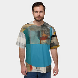 Футболка оверсайз мужская Абстрактный ретро коллаж, цвет: 3D-принт — фото 2