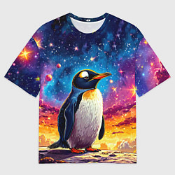 Футболка оверсайз мужская Пингвин в космосе, цвет: 3D-принт