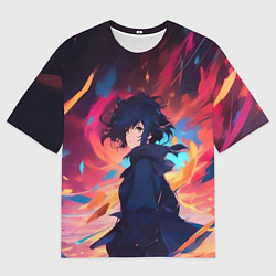 Мужская футболка оверсайз Аниме девушка и ветер