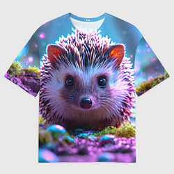 Футболка оверсайз мужская Ёжики в сказаочном лесу, цвет: 3D-принт