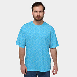 Футболка оверсайз мужская Неоновый голубой лазурный однотонный текстура, цвет: 3D-принт — фото 2