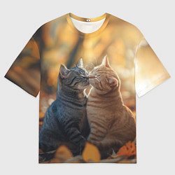Футболка оверсайз мужская Кот и кошка целуются, цвет: 3D-принт