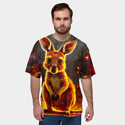 Футболка оверсайз мужская Кенгуру в огне, цвет: 3D-принт — фото 2