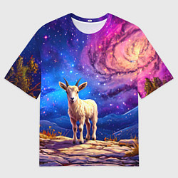 Футболка оверсайз мужская Козлик на звездом небе, цвет: 3D-принт